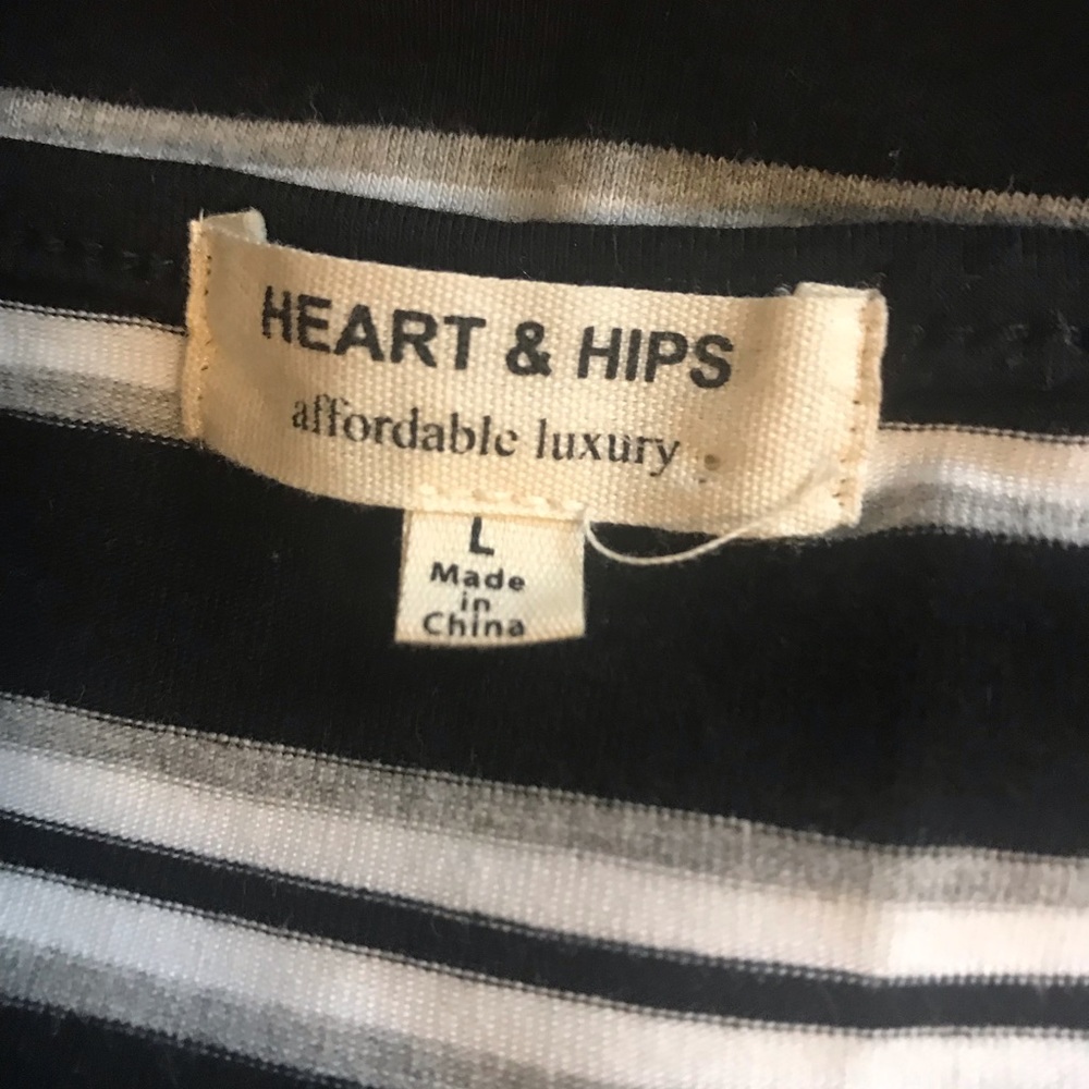 COPY - Heart & Hips Black White Striped MIDI Bodycon Dress Large - Picture 4 of 6